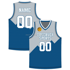 OBSERVEX SPORTS Custom Sublimatie Basketbalshirt V-hals Mouwloos Mesh Ademend Unisex Volwassenen Team Basketbalshirt - Product Image 1