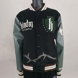 Veste universitaire pour homme personnalisable en laine avec broderie chenille, style streetwear, pour l'hiver, vente en gros - Product Image 1