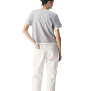 Women Cotton T Shirt Casual Layered Style Loose Fit Short Sleeve Crew Neck Basic Tee OEM ODM Manufacturer Custom Wholesale - Product Image 4