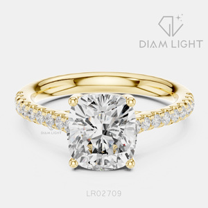 Bague de mariage en or blanc 14 carats avec diamant de laboratoire de 2,00 carats, taille coussin, certifiée IGI, bijou raffiné, cadeau pour fiançailles, mariage ou anniversaire - Product Image 5