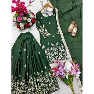 Top de trabajo de secuencia de bordado pesado de diseñador-Sarara y Dupatta Ropa y accesorios musulmanes tradicionales - Product Image 2