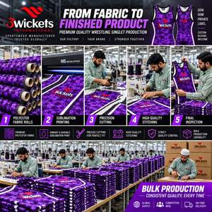 Combinaison de lutte personnalisée violette pour hommes et jeunes, uniforme de lutte d'équipe par sublimation, logo personnalisé, vente en gros, fabricant OEM - Product Image 6