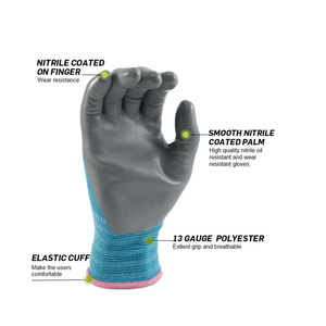 Gants d'assemblage enduits de nitrile offrant une excellente dextérité, un confort respirant et une adhérence sécurisée pour la fabrication et les travaux de précision - Product Image 4