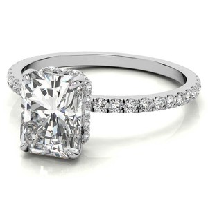 <b>Emerald</b> Cut Moissanite <b>Ring</b> 925 Sterling <b>Silver</b> White Gold Plated Luxury Vintage Engagement Wedding Anniversary Party Gift - Product Image 3