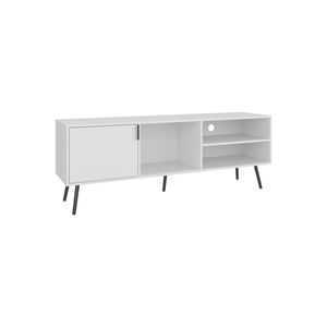 White 1-Door TV <b>Stand</b> with 3 <b>Shelves</b> - Product Image 3