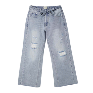 Logo personnalisé OEM pantalon jean slim pour hommes pantalon streetwear mode tenue décontracté prix d'usine approvisionnement en gros bas quantité minimale de commande - Product Image 2