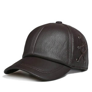 Gorra de béisbol de cuero genuino más vendida para hombres y mujeres, gorra negra ajustable de cuero real para otoño e invierno. - Product Image 1