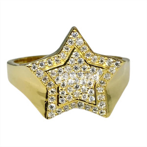 <b>Mens</b> Iced Out Moissanite Star Shape Cluster Hip Hop Pave Pinky <b>Ring</b> 925 Sterling <b>Silver</b> Wedding Engagement or Anniversary Gift - Product Image 2