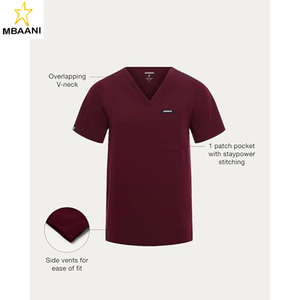 Ensemble de blouses médicales pour femmes à col en V et 1 poche – Tissu doux ultra durable, extensible, résistant aux plis et à la décoloration - Product Image 5