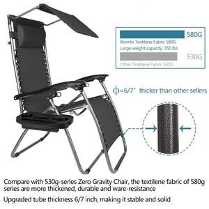 Silla de Patio para Exteriores Infinity, Silla Reclinable de Gravedad Cero con Toldo, Almohada y Bandeja Multiusos, Silla de Playa Plegable Ajustable - Product Image 4