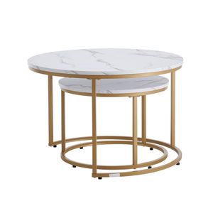 Set di 2 tavolini da caffè vintage impilabili da 27,6 pollici, tavolini da salotto piccoli per comodino o tavolino d'appoggio - Product Image 1