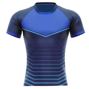 Latest Arrival Printed Mesh Short Sleeve Rugby Jersey Customized Colors Team Names Breathable Quick Dry Fabric Unisex Sports - Product Image 1