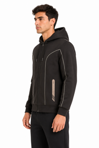 Sweat-shirt à capuche zippé pour homme Livster, en molleton de coton, veste à capuche décontractée à manches longues, avec cordon de serrage et bord côtelé - Product Image 2