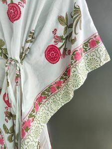 Robe longue kaftan en pur coton, imprimé floral indien, kimono d'été confortable, décontracté, doux, pour la maternité et la plage, imprimé hiver uniquement - Product Image 3