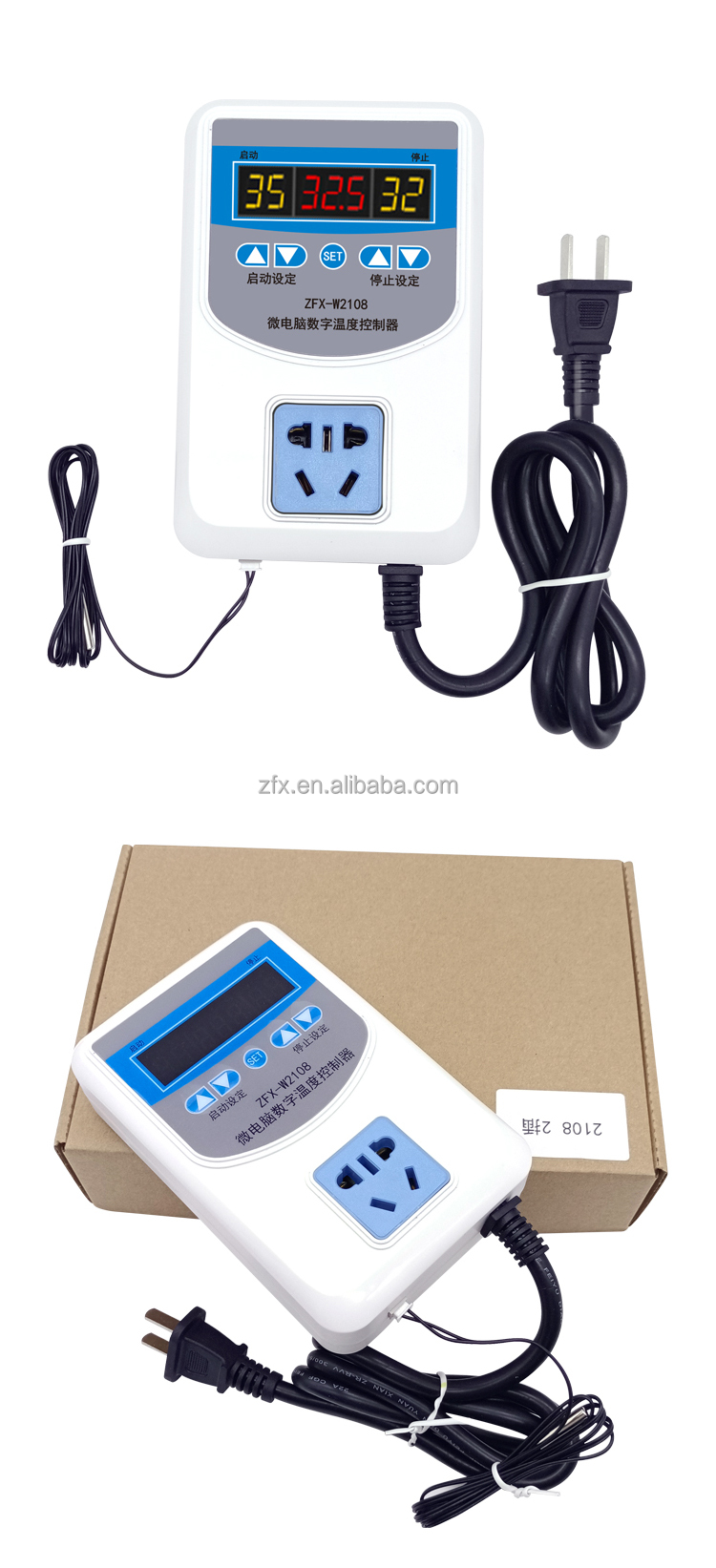 30A 10A ZFX-W2108 Digital Thermostat Switch Socket Adjustable Temperature Controller AC 110-220V(图8)