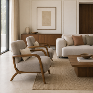 Fauteuil lounge moderne en teck massif, fauteuil d'appoint luxueux rembourré, meubles pour salon, hôtel, villa, appartement - Product Image 1