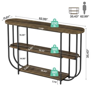 Table console moderne en bois avec structure métallique, design farmhouse, meuble de rangement pour salon - Product Image 6