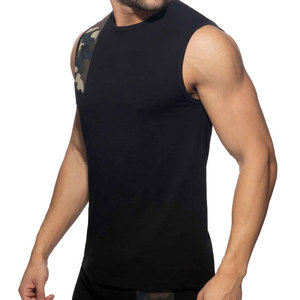 Camiseta sin mangas para hombre, 100% algodón, diseño de camuflaje sublimado en el hombro, corte ajustado, para culturismo, estilo stringer, ideal para verano. - Product Image 2