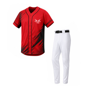 Conjunto de Uniforme de Béisbol Rojo para Hombre Ekin-ImpeX, Jersey de Manga Corta, Pantalones Blancos, Poliéster que Absorbe la Humedad, Uniforme de Béisbol Juvenil - Product Image 1