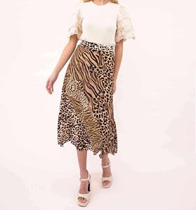 Jupes longues décontractées sexy à imprimé animal, taille haute, avec poches camouflage, grande taille, devant plat et taille élastique à l'arrière - Product Image 4