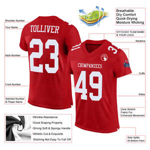 Camiseta de Fútbol Americano Personalizada, Camiseta Roja con Nombre y Número del Equipo Impresos, Camiseta Deportiva para Hombres, Mujeres y Jóvenes - Product Image 2