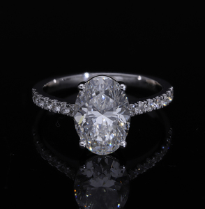 Bague de fiançailles, de mariage et d'anniversaire élégante et classique en or 14 carats avec diamant ovale cultivé en laboratoire CVD, 2,31 carats, couleur F - Product Image 1
