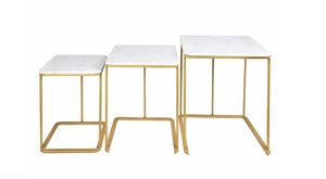 Modern Marble <b>Top</b> Nesting <b>Tables</b> with Gold Metal Frame for Indoor Use At Best Price - Product Image 3