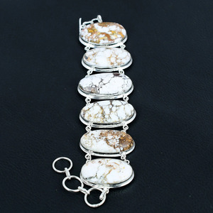 Natural Wild Horse Gemstone 925 sterling silver plated <b>Bracelet</b>: Handmade Designer Jewelry - Product Image 2