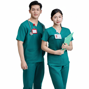 ชุดสครับแพทย์แบบยูนิเซ็กซ์ FMF สีเขียวผ่าตัด ผลิตจากผ้าสแปนเด็กซ์/คอตตอนถักแบบวอร์สเตด พร้อมอุปกรณ์ตรวจจับเข็มสำหรับโรงพยาบาล - Product Image 3