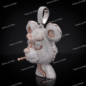 Colgante de Personaje de Dibujos Animados con Incrustaciones de Moissanita en Plata 925, Piedras de Colores, Joyería Hip Hop de Lujo, Brillo Brillante, Joyería Elegante - Product Image 3