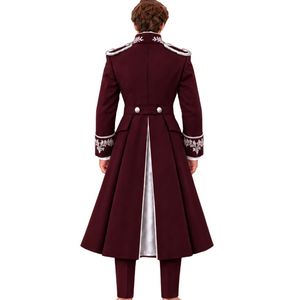 Burgundy Men's Hooded <b>Puffer</b> <b>Jacket</b> and Trousers with <b>Silver</b> Embroidery Casual Winter Wedding Party Wear - Product Image 3