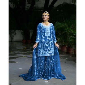 Women's Beautiful Party Wear <b>Top</b> Bottom Dupatta Set - Product Image 5