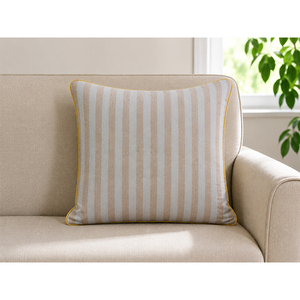 100% Linen Yarn Dyed Striped Cushion Cover Luxury Decorative Throw Pillow Cover with Contrast Piping for <b>Sofa</b>, <b>Bed</b> & Home Decor - Product Image 1