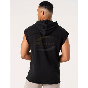 Chaleco sin Mangas con Capucha para Hombre, 100% Algodón, Forro Polar, Secado Rápido, Transpirable, Ecológico, Ropa Deportiva de Primavera, Color y Logotipo Personalizables OEM - Product Image 2