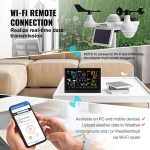 Stazione Meteo Domestica con Display a Colori da 7,5 Pollici, Sensore Esterno Wireless Solare, Sensore Ambientale Interno/Esterno Wi-Fi 7 in 1 di Ala - Product Image 3