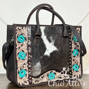Nouveauté 2026 : Sac à main d'épaule en cuir de vachette véritable, motif floral en forme de cœur, fait main, pour femme, sac de voyage fourre-tout - Product Image 1
