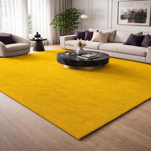 Tapis de luxe abstrait irrégulier jaune, tapis moderne en laine tufté à la main, tapis moelleux pour salon, chambre à coucher, décoration intérieure - Product Image 2
