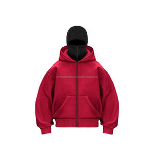 Men's Gangster <b>Hoodie</b> Custom Logo Embroidered Double Hood Double Layer Pullover With Full Zip Plus Size Balaclava <b>Hoodie</b> 2026 - Product Image 2