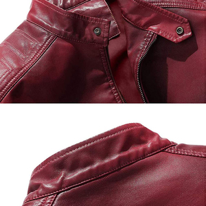 Men's Classic Quilted Leather Bomber <b>Jacket</b> <b>Warm</b> and Breathable with Ribbed Cuffs <b>Waterproof</b> Multiple Colors for Winter - Product Image 5