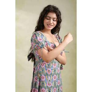 Vestido Maxi Largo de Algodón Estampado Hecho a Mano, Ecológico, Lavable, para Mujer, Verano, Corte Regular, Ropa Casual - Product Image 4