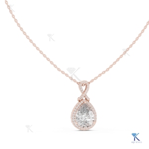 3.50 CT Lab Grown Diamond Teardrop Halo Pendant <b>Necklace</b> Solid <b>Gold</b> Fine Women <b>Infinity</b> Charm Luxury Jewelry Gift Party Wedding - Product Image 3