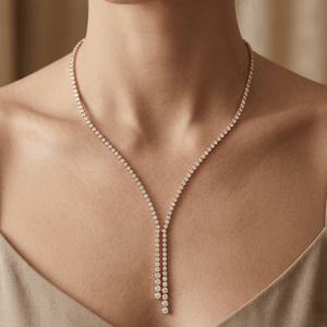 สร้อยคอเทนนิสทองคำแท้ 14K หรูหรา ประดับเพชรเลี้ยงในห้องปฏิบัติการ ดีไซน์สั่งทำได้ รับรองโดย IGI เครื่องประดับชั้นดีสำหรับผู้หญิง งานปาร์ตี้ วันครบรอบ - Product Image 2