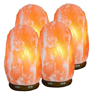 Natural Himalayan Pink Salt Lamp with Wooden Base Hand Carved Himalayan Salt <b>Crystal</b> Lamp for Home Decor USB Himalayan Pink Salt - Product Image 1