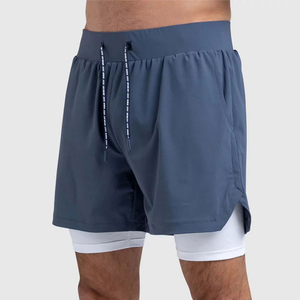 Shorts en molleton de coton French Terry pour hommes, style streetwear, délavés à l'acide, avec cordon de serrage et logo imprimé en relief, personnalisables - Product Image 5