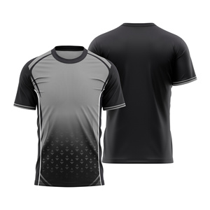 Custom Sublimated Unisex <b>Soccer</b> Jersey Black Gray Gradient Crew Neck Short Sleeve Moisture Wicking Regular Fit All Seasons Color - Product Image 1