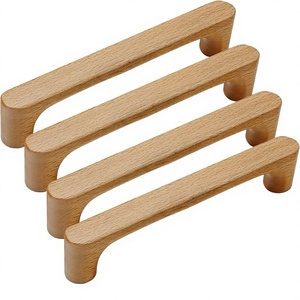 Tiradores y pomos de madera maciza duraderos para puertas de armarios de cocina, cajones y accesorios de mobiliario, tiradores de madera para gabinetes. - Product Image 1