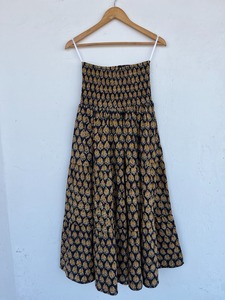 Jupe longue en coton fleuri, taille froncée, style bohème, pour la plage, légère, fluide, longueur cheville, style hippie, pour l'été - Product Image 1