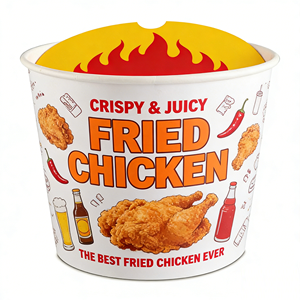 Grand seau en papier biodégradable à paroi simple jetable avec couvercle pour l'emballage alimentaire, capacité de 32 oz, 46 oz, 64 oz, 85 oz - Product Image 2