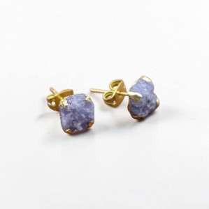 Raw Cushion Shape Tanzanite Gold Electroplated <b>Studs</b> Earrings Jewelry - Wholesale Handmade <b>Studs</b> <b>for</b> <b>Men</b> and Women - Product Image 1