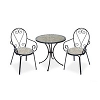 Ensemble de table de bistrot en mosaïque en acier inoxydable durable de haute qualité, table à manger minimaliste en céramique pour patio, mobilier de jardin, cour